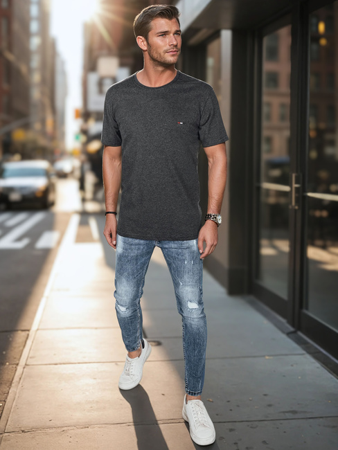 Moška majica z vezenino temno siva Dstreet RX5634