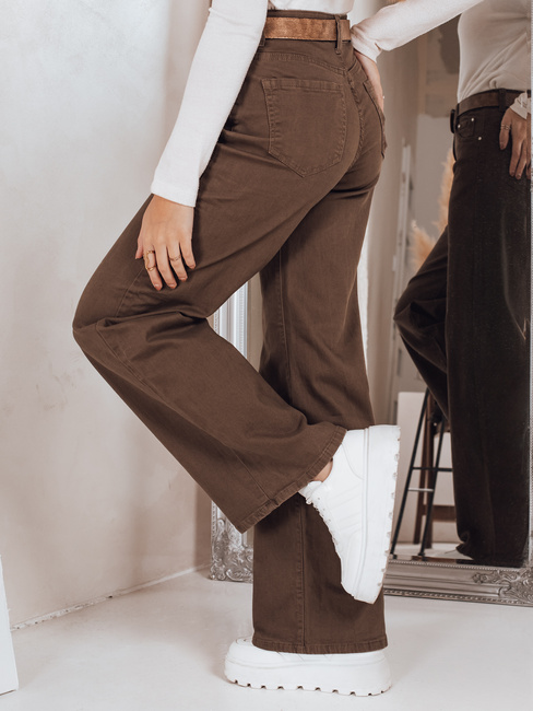 Ženske široke kavbojke rjave barve Dstreet UY2845