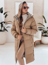 WINTERMISS ženska zimska dolga prešita jakna s kapuco temno bež Dstreet TY4966