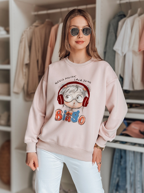 Ženska bluza s potiskom LALA VIBE roza Dstreet BY1505