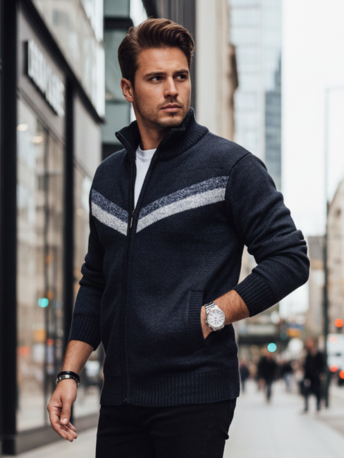 Moški pulover brez gumbov v mornarsko modri barvi Dstreet WX2259z