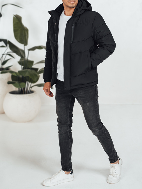Moška prešita zimska jakna s kapuco črna Dstreet TX5069