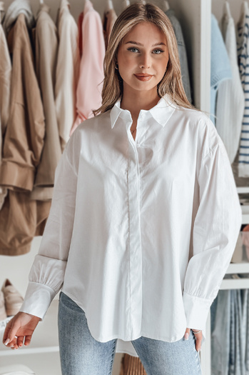 Ženska majica prevelike velikosti z daljšim hrbtom BLUOSIZE bela Dstreet DY0457