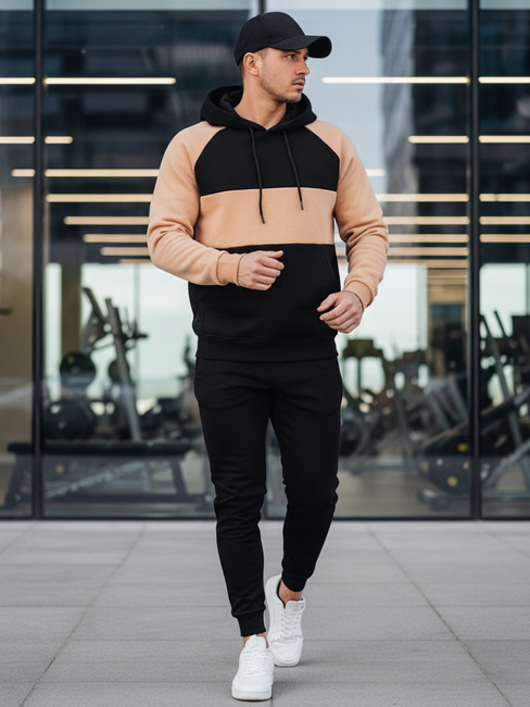 Moška kamelja in črna črtasta kapuca s kapuco Dstreet BX5897