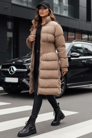 Ženska zimska dolga prešita jakna FABWARM beige Dstreet TY4621