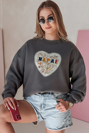 Ženska bluza prevelike velikosti s srcem SERDUCHOVA graphite Dstreet BY1441