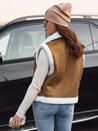 Ženski telovnik iz semiša z ovčjo kožo WOOLZIP camel Dstreet TY4741