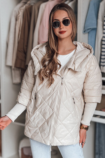 Ženska prehodna prešita jakna oversize PUFFILOF light beige Dstreet TY4856