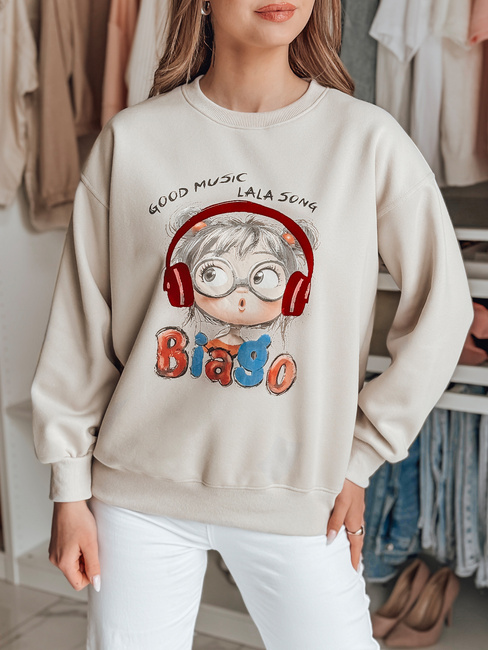 Ženska bluza s potiskom LALA VIBE beige Dstreet BY1506