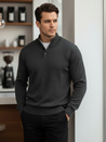 Moški pulover s pokončnim ovratnikom grafitne barve Dstreet WX2355