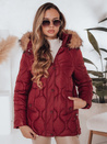 Ženska zimska jakna LUMORE prešita s kapuco bordo barve Dstreet TY5014