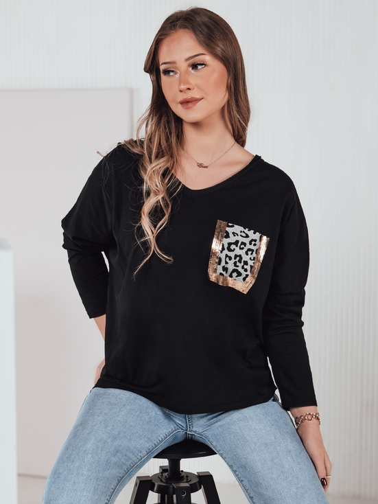 GLAMZONE ženska bluza oversize s potiskom črna Dstreet RY2682