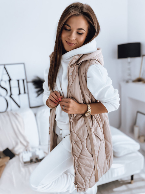 Ženski brezrokavnik WELIA bež Dstreet TY3295