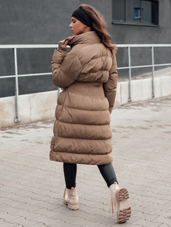 Ženska zimska dolga prešita jakna FABWARM beige Dstreet TY4621_4