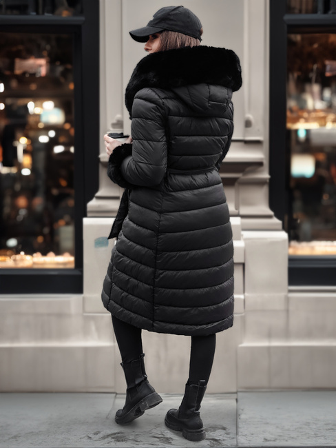 Ženska prešita dolga jakna ZAELEGANTE black Dstreet TY4779