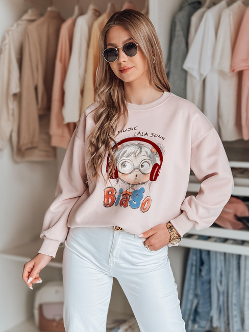 Ženska bluza s potiskom LALA VIBE roza Dstreet BY1505