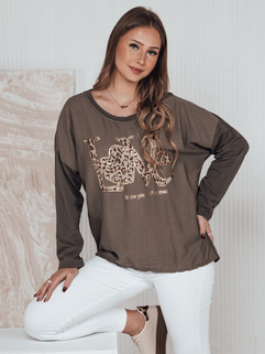 Ženska bluza ene velikosti LOVEGLOW temno rjava Dstreet RY2698_3