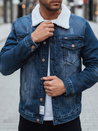 Ocieplana kurtka męska jeansowa ciemnoniebieska Dstreet TX4729z