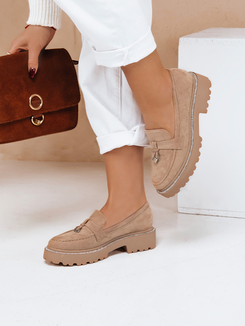 Ženski mokasini LOAFELIA khaki Dstreet ZY0604