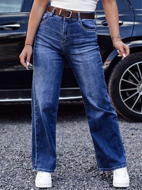 Ženske hlače RETROFIT baggy jeans s pasom v modri barvi Dstreet UY2233