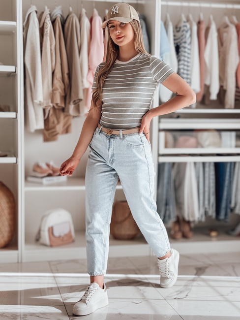 Ženska osnovna črtasta majica LINESS siva Dstreet RY2821