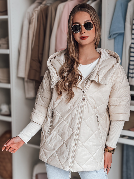 Ženska prehodna prešita jakna oversize PUFFILOF light beige Dstreet TY4856