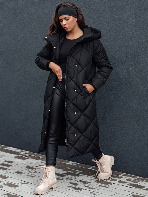 Ženska prešita zimska jakna s kapuco FEMACOAT black Dstreet TY4593