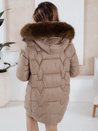 Ženska zimska bunda NORINA prešita s krznom camel Dstreet TY5056