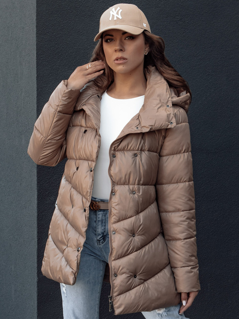 Płaszcz zimowy damski pikowany BLOOM kamelowy Dstreet TY4536