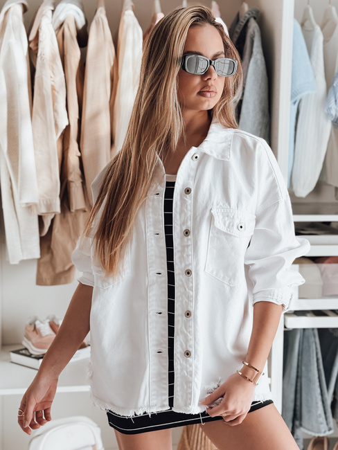 Ženska prevelika jeans jakna JUSTDEM bela Dstreet TY4903