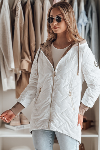 Ženska prehodna jakna s kapuco LUMERA bela Dstreet TY4820