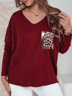 GLAMZONE ženska bluza s potiskom oversize bordo barve Dstreet RY2681_2