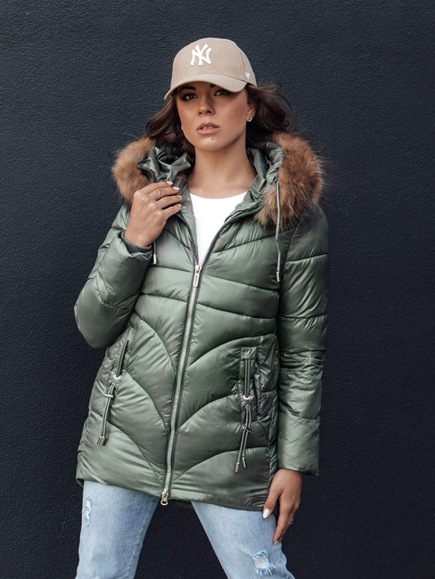 Ženska zimska jakna s kapuco WINTERCHIC zelena Dstreet TY4435