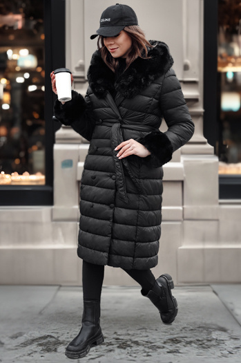 Ženska prešita dolga jakna ZAELEGANTE black Dstreet TY4779