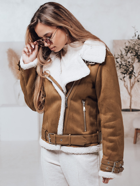 Ženske jakne LEVERINO iz semiša z ovčjo kožo camel Dstreet TY4733