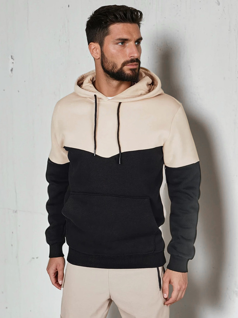 Moška osnovna jopa s kapuco bež Dstreet BX5880