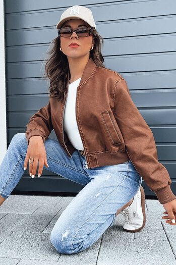 Ženske usnjene bomber jakne SANTOL camel Dstreet TY4341