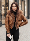 Ženska usnjena jakna s krznom SOFTREBEL brown Dstreet TY4761z