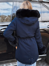 Ženska zimska jakna parka s krznom CHARMFUR mornarsko modra Dstreet TY5132