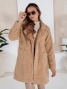 Ženski zimski plašč Teddy krzno beige Dstreet NY0757