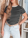 Ženska osnovna črtasta majica LINESS black Dstreet RY2817