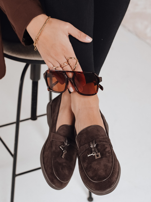 Ženski mokasini Dstreet ZY1181 iz semiša v rjavi barvi