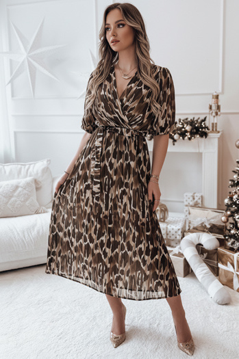 Ena velikost ANIMALIA midi rjava obleka Dstreet EY2552