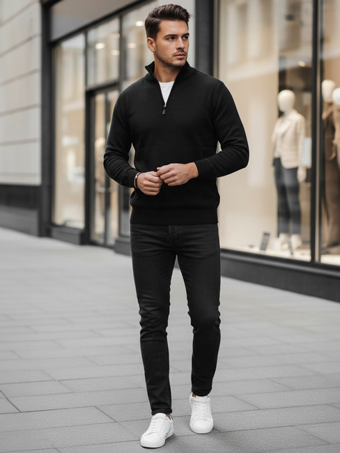 Moški črni pulover Dstreet WX2337