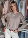 Ženska bluza z dolgimi rokavi v barvi maslene sivke CRYSTALIA mocha Dstreet RY2770
