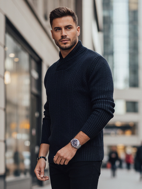 Moški pulover v mornarsko modri barvi Dstreet WX2257z