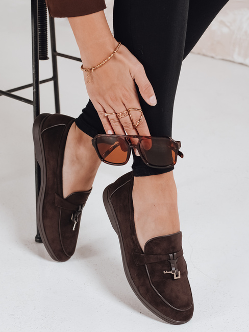 Ženski mokasini Dstreet ZY1181 iz semiša v rjavi barvi