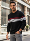Moški črtasti pulover črne barve Dstreet WX2322