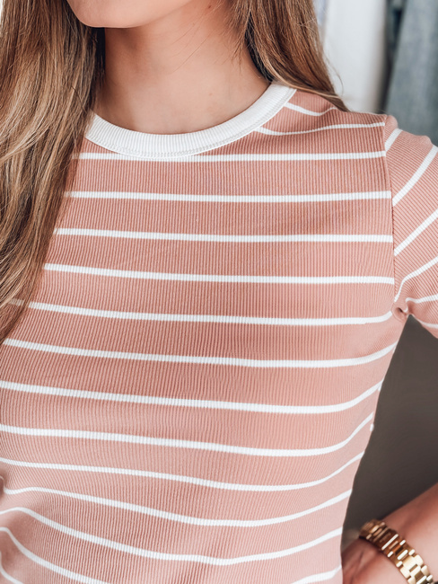 Ženska osnovna črtasta majica LINESS roza Dstreet RY2809