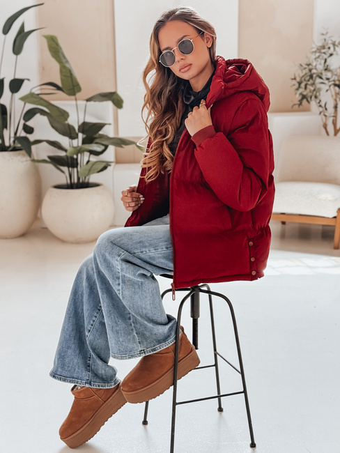 MISSFROST ženska prešita jakna s kapuco bordo barve Dstreet TY4960